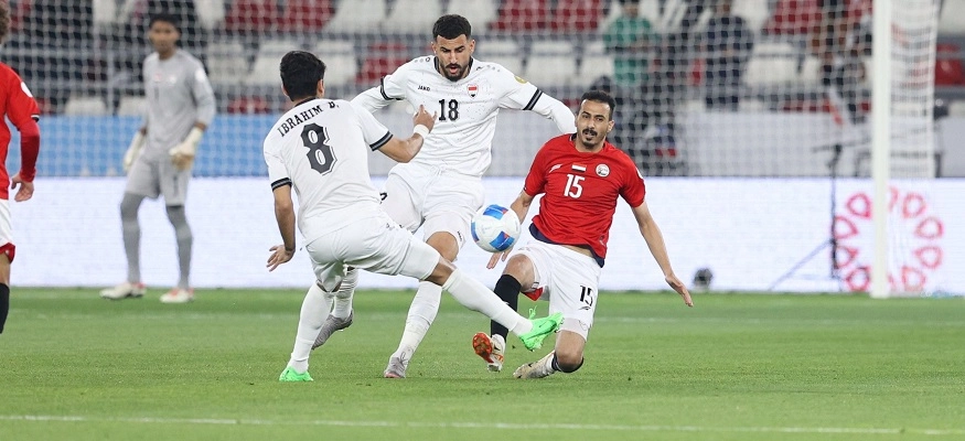 جانب من مباراة العراق واليمن في الجولة الأولى من خليجي 26 في الكويت.