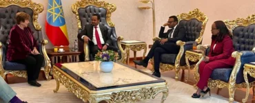 جانب من زيارة مديرة صندوق النقد الدولي كريستالينا جورجيفا لإثيوبيا (مواقع التواصل الاجتماعي)